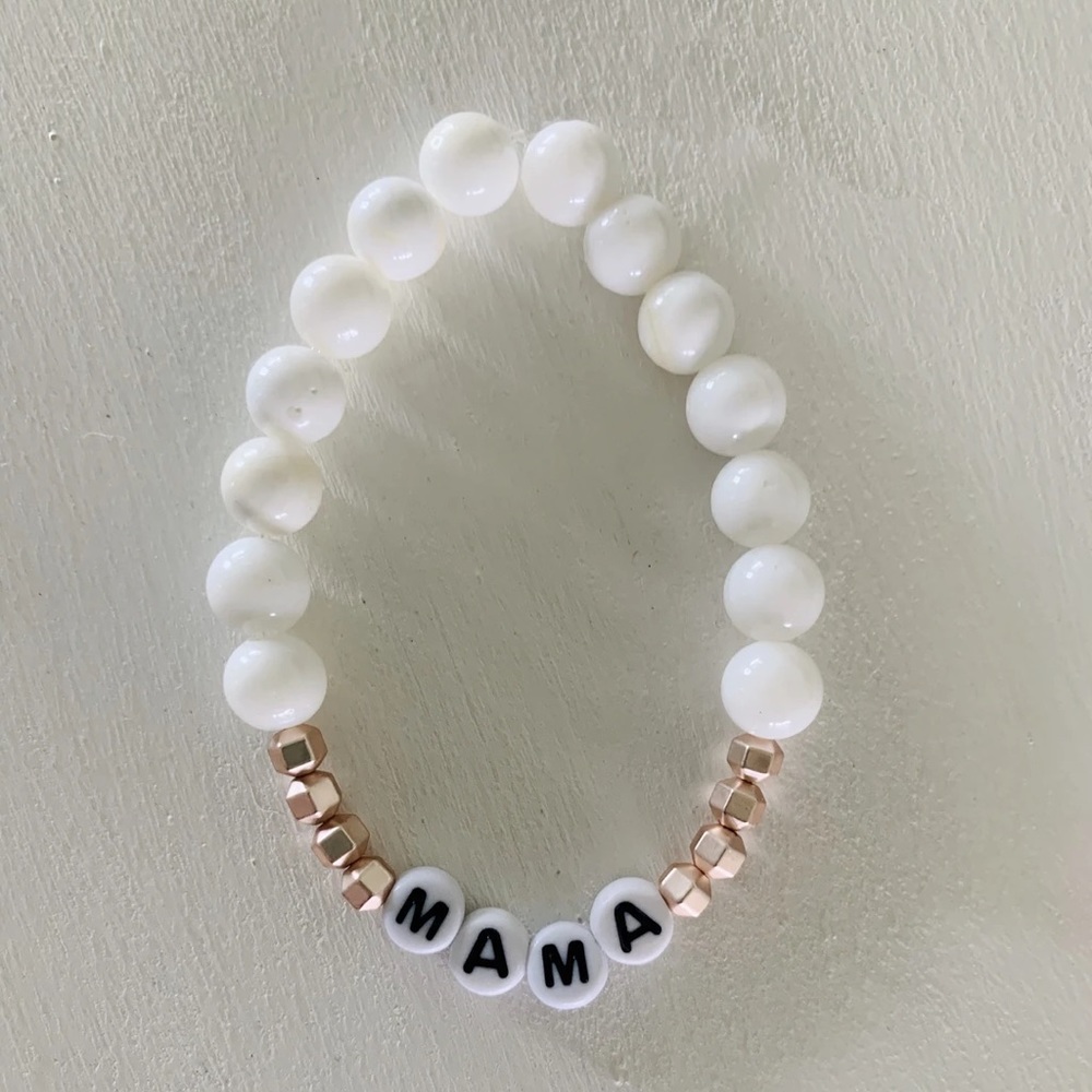 Distressed white and rose gold beaded Bracelet